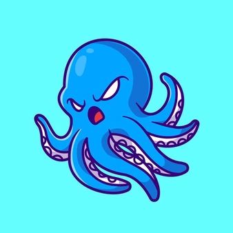 Catalyststuff | Freepik Angry Octopus, Octopus Cartoon, Angry Cartoon, Octopus Illustration, Alice In Wonderland Drawings, Cute Octopus, Octopus Art, Vector Icons Illustration, Tattoo Style Drawings