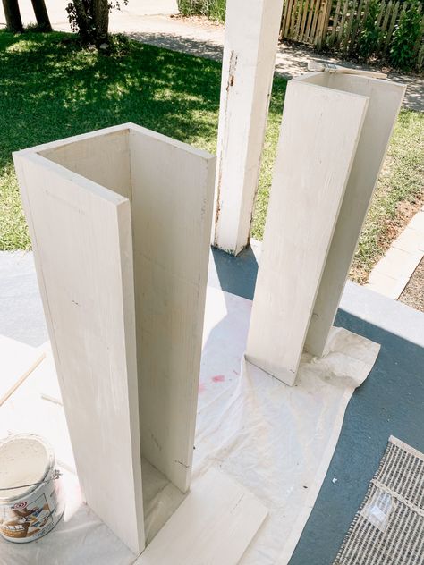 Cedar Wrapped Porch Posts, Wrapping Porch Columns, Porch Columns Makeover, Front Porch On A Budget, Porch Post Ideas, Porch Column Ideas, Porch Post Wraps, Porch On A Budget, Porch Column Wraps