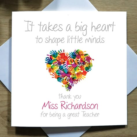 Personalised Handmade Teacher Heart Thank You Card - Mr, Mrs, Miss, School | Home, Furniture & DIY, Celebrations & Occasions, Cards & Stationery | eBay! Teacher Appreciation Crafts, Teacher Gifts From Class, Appreciation Gifts Diy, Thank You Cards From Kids, Teacher Appreciation Gifts Diy, Teachers Day Card, Teacher Appreciation Printables, Teacher Appreciation Cards, Teacher Thank You Cards