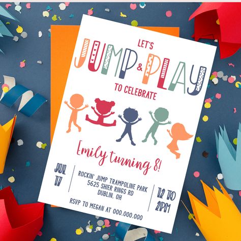 Acrobranch Party, Birthday Bounce House, Trampoline Park Party, Trampoline Party Invitations, Jump Party Invitations, Trampoline Party, Jump Party, Park Party, Trampoline Park