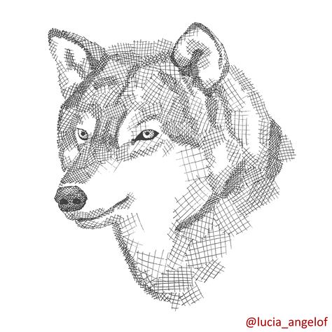 Hatching Drawing Sketches Easy, Hatching Drawing Easy, Cross Hatching Drawing Easy, Cross Hatching Shading, Wolf Drawing Sketch, Hatching Shading, Cross Hatching Drawing, Drawing Of A Wolf, Sketch Shading