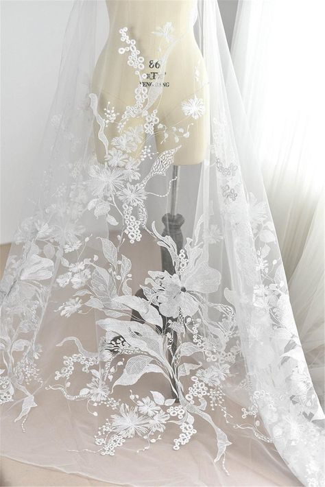 Modern Hobbit, Hobbit Wedding, Bridal Embroidery, Class Dress, Floral Lace Fabric, White Lace Fabric, Embroidery Wedding, Veil Accessories, Diy Wedding Dress