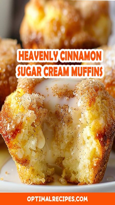 Craving something sweet, fluffy, and oh-so-irresistible? These Heavenly Cinnamon Sugar Cream Muffins are the perfect indulgence! Soft, buttery muffins with a creamy center, coated in a cinnamon-sugar crust – they're a must-try! 😋✨ Whether you're whipping them up for breakfast or a midday treat, these muffins will make your kitchen smell like a bakery. Save this recipe for later and share it with your fellow muffin lovers! 🧁🍂 #MuffinMagic #CinnamonLove #BakingGoals Sour Cream Muffins Easy, Apple Cinnamon Pancake Mix In A Jar, Old Fashion Donut Muffin, Easy Moist Muffins, Sunrise Muffins Breakfast Recipes, Cinnamon Bread Muffins, Gooey Cream Cheese Cinnamon Muffins, Snickerdoodle Donut Muffins, Muffins For Christmas Morning