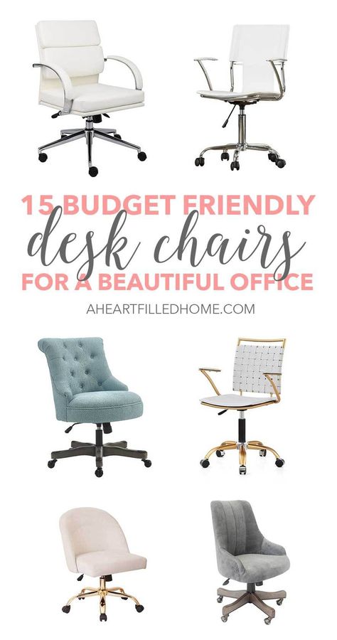 15 budget friendly desk chairs fora beautiful office! #officechair Farmhouse Office Chairs, Desk Chair Comfy, Farmhouse Desk, Best Office Chair, Beautiful Office, Office Guest Room, Best Office, Chair Makeover, Desk Chairs