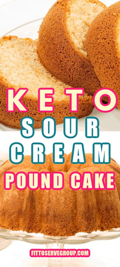 Sugar Free Pound Cake Recipe, Gluten Free Pound Cake, Keto Cornbread, Keto Cakes, Sour Cream Pound Cake, Postre Keto, Low Carb Cake, Keto Cream, Sour Cream Recipes