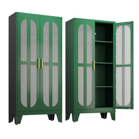 PRICES MAY VARY. 🛒【High Quality Materials】: The storage cabinet is made of high-quality cold-rolled steel. The metal storage cabinet adopts a high-quality electrostatic powder layer, which is easy to clean, scratch resistant, and sturdy and durable. 🛒【Adjustable shelves】: Metal storage cabinet with 3 adjustable shelves, you can move the shelves up and down as needed. Each shelf can hold up to 180 pounds. 🛒【Large Storage Space】: The product size of the metal storage cabinet is 61.02 "H x 27.55 Greenhouse Diy, Metal Garage Storage Cabinets, Garage Storage Cabinet, Shelves Metal, Bookshelf Ideas, Home Office Cabinets, Doggy Daycare, Metal Garage, Luxury Storage