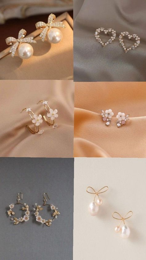 Korean Aesthetic Earrings, Korean Jewelry Aesthetic, Korean Earrings Aesthetic, Korean Jwellery, Korea Earrings, Korean Jewellery, Simplistic Jewelry, Learn Fashion, Aesthetic Jewellery