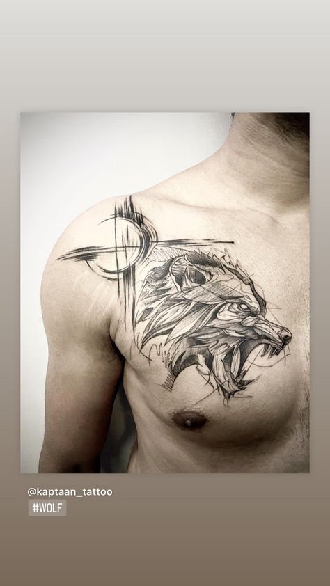 #wolf #wolftattoo #wolftattoodesign #wolftattoos #wolflover #abstractart #abstracttattoo #tattooideas #chestattoo #tattooforboys #tattooideas #tattoodesign #tattooinahmedabad #tattoobykaptaan #kaptaantattoo Wolf Tattoos Men, Wolf Tattoo, Wolf Tattoos, Birds Tattoo, Tattoos For Guys, Tattoos