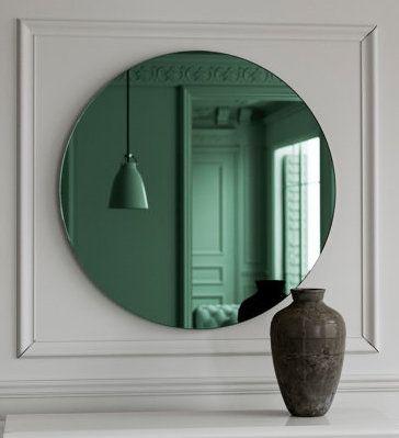 Large Bathroom Mirror, Midcentury Living, Large Bathroom Mirrors, Large Round Mirror, Midcentury Style, Colored Mirror, Large Bathroom, Decorative Wall Mirror, Green Mirror