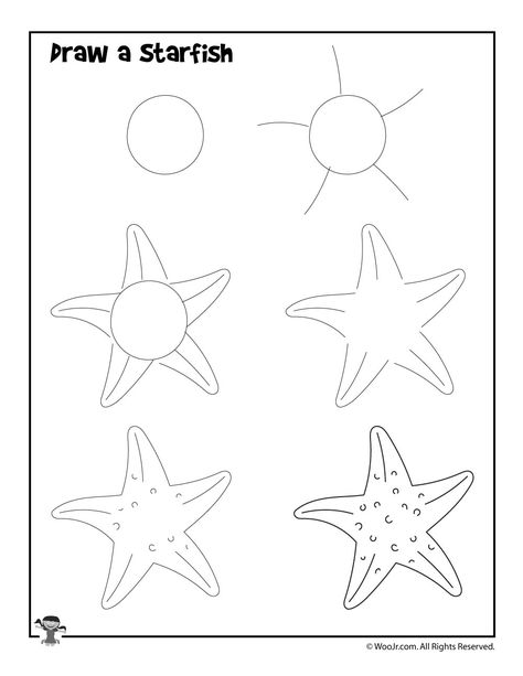 How to Draw a Starfish Starfish Drawing, Animals To Draw, Draw For Kids, Sea Creatures Drawing, Ocean Drawing, Draw Step By Step, Fish Drawings, Bullet Journal Themes, Journal Themes