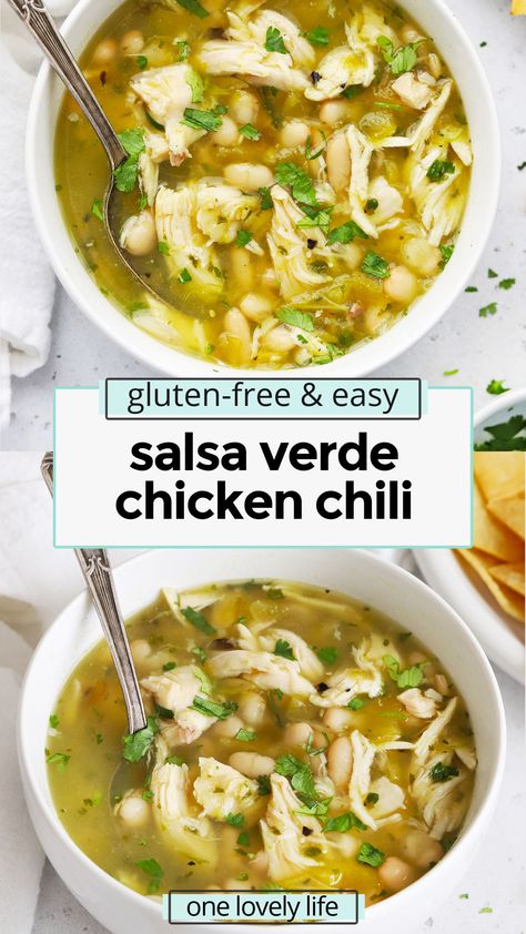 Salsa Verde Chicken Crockpot Soup, White Chicken Chilli With Salsa Verde, Salsa Verde Chicken Chili Crockpot, Salsa Verde Chili Chicken, Chili Verde Soup Recipe, What To Do With Salsa Verde, Recipe With Salsa Verde, Salsa Verde Recipe Meals, Easy Soup Recipes Few Ingredients Healthy