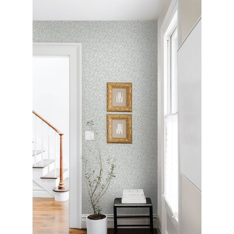 Blue Wisley Peel & Stick Wallpaper - On Sale - Bed Bath & Beyond - 36646639 White Peel And Stick Wallpaper, Simple Charms, Wallpapered Entryway, Office Wallpaper, Wallpaper Accent Wall, Professional Decor, Package Deal, Blue Vinyl, Peel Stick Wallpaper