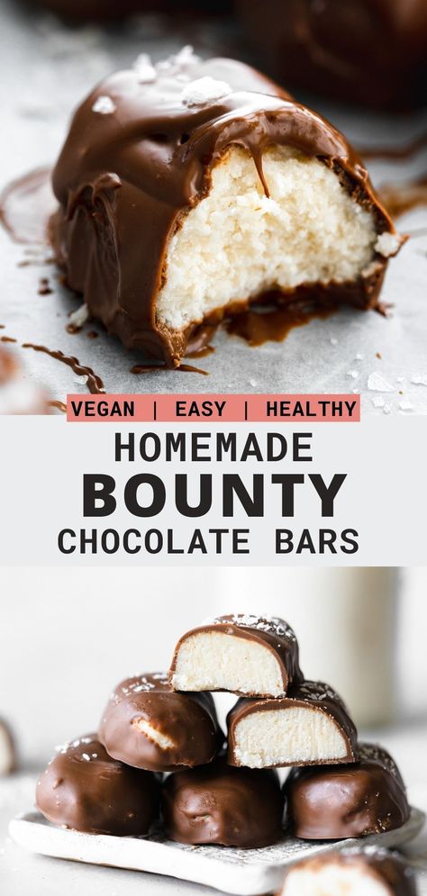 Bounty Chocolate, Bounty Bars, Caramel Dessert Recipes, Vegan Chocolate Bars, Stuffed Dates, Vegan Baking Recipes, Healthy Bars, Vegan Candies, Raw Cake