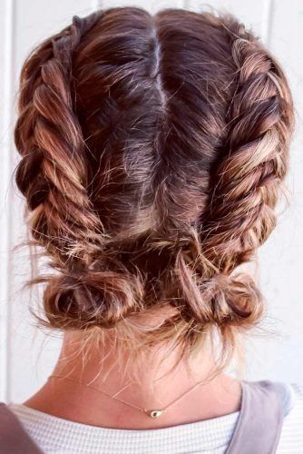 Casual And Easy Updos For Short Hair ★ Short Hair For Work Easy Hairstyles, Cute Braid Ideas For Short Hair, Shirt Hair Updo Casual, Above Shoulder Hair Updo, Braided Hair Short Length, Short Hair Braid Hack, Work Short Hairstyles, Messy Braids Short Hair, Braids For Chin Length Hair