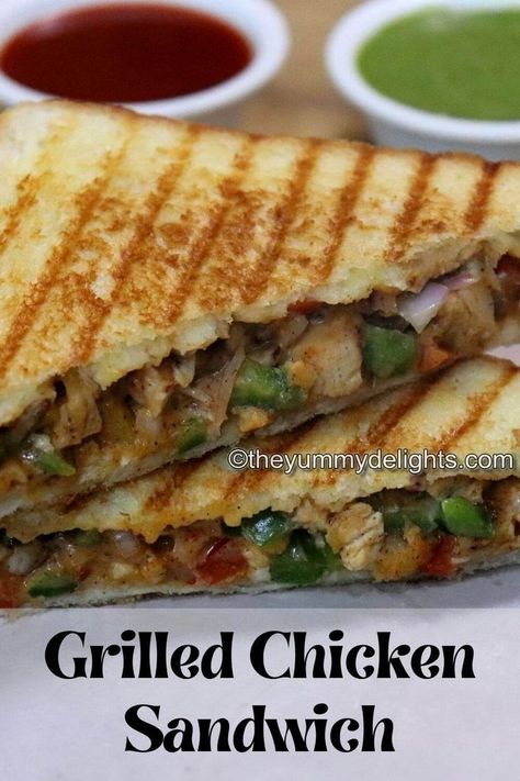 grilled chicken sandwich stacked on a board. Chicken Sandwich Filling, Chicken Strip Sandwich, Veggies Sauce, Easy Chicken Sandwich, Grilled Chicken Sandwich Recipes, Grilled Sandwich Recipe, Sandwich Recipes Indian, Grilled Chicken Sandwich, Juicy Grilled Chicken