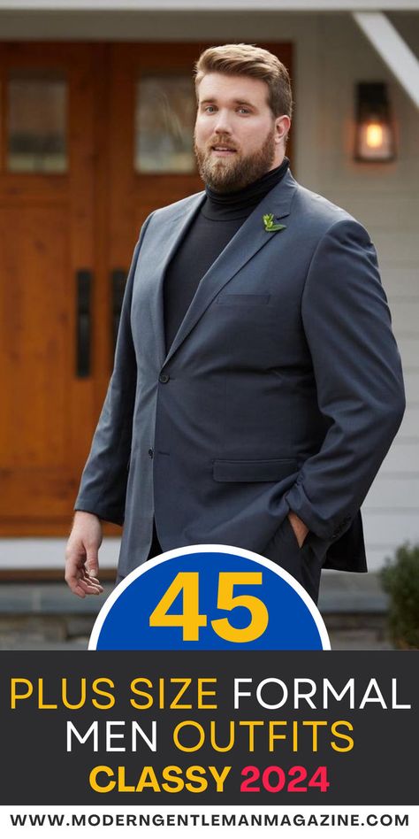 Check out these 45 plus-size formal outfit ideas for men! Perfect for looking sharp at weddings, events, and formal occasions. #PlusSizeFashion #FormalWear #MensOutfits Cocktail Party Outfit Men, Plus Size Formal, Formal Men Outfit, Formal Attire, Formal Outfit, Formal Occasion, Formal Wear, Plus Size Fashion, Plus Size