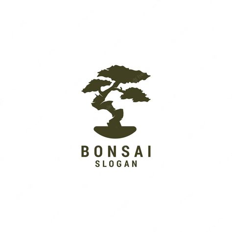 Premium Vector | Printbonsai logo icon design template luxury premium vector Bonsai Logo, Olive Tree Bonsai, Logo Tree, Tree Logo Design, Plant Logos, Logo Icon Design, Wood Logo, Japanese Logo, Tree Root