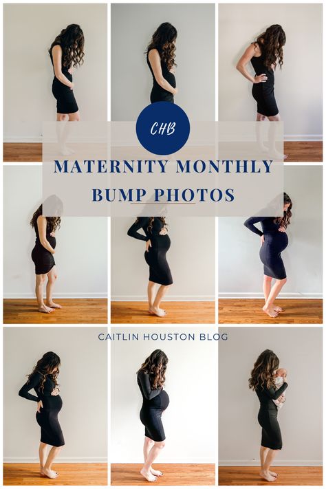 How to Take Monthly Maternity Bump Photos - Caitlin Houston Baby Bump Progression, Bump Pictures, Pregnancy Progression, Baby Bump Photos, Maternity Black Dress, Bump Photos, Second Pregnancy, Third Baby, Mom Hacks