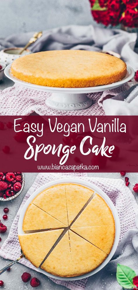 Sponge Cake Recipe Easy, Vegan Sponge Cake Recipe, Vegan Sponge Cake, Basic Sponge Cake Recipe, Gluten Free Sponge Cake, Vegan Dessert Bars, Vegan Vanilla Cake, Cake Recipe Easy, Sponge Recipe