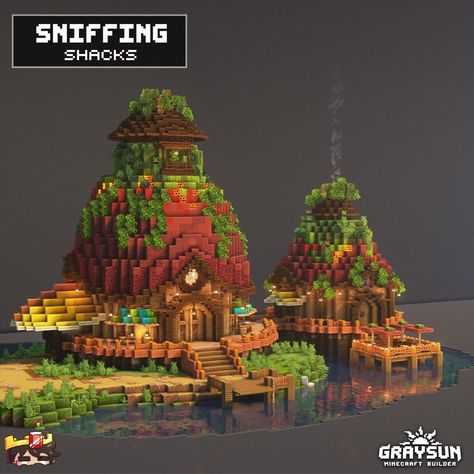 Minecraft Sniffing Shacks #zicxa #image #background #wallpaper Minecraft House Ideas Jungle, Massivespeck Minecraft, Minecraft Sniffer Art, Mc Jungle Builds, Jungle Build Minecraft, Jungle Houses Minecraft, In Mountain House Minecraft, Minecraft Sniffer House, Sniffer Sanctuary Minecraft