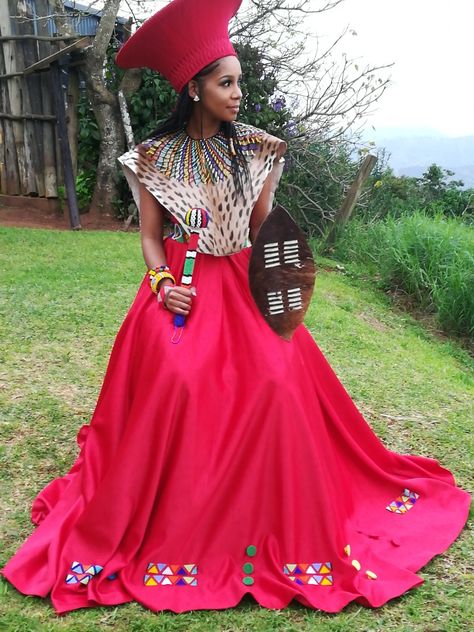 Gorgeous Zulu bride. South African traditional dress 2019. Umembeso Dresses Zulu, Zulu Bride Traditional Attire, Zulu Wedding Dress, South African Traditional Wedding Dresses, Traditional Dresses Ideas, South African Traditional Dresses Zulu, Zulu Dresses, South African Traditional Wedding, African Traditional Dress