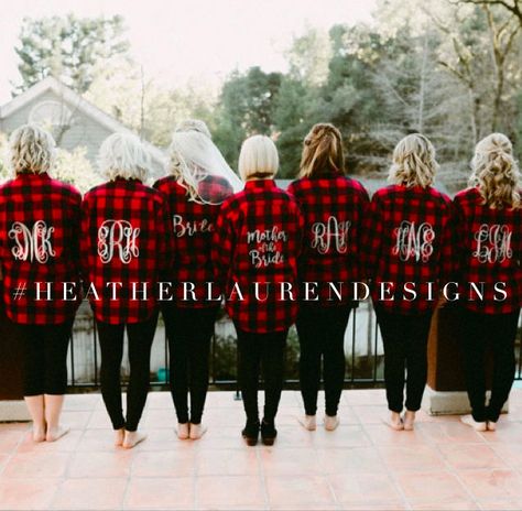 Red Flannel Shirt, Wedding Party Shirts, Wedding Winter, Bridesmaid Shirts, Bachelorette Party Themes, Bridal Party Shirts, Wedding Bridal Party, Wedding Dress Shopping, Bridal Party Gifts