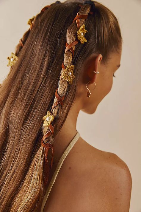 Shop All Accessories | Free People Flowers In Braided Hair, Satyr Bard, Unique Hairstyles For Long Hair, Braids With Flowers, Braid With Flowers, Ethereal Hairstyles, Unique Hair Cuts, Abba Concert, Unique Braids