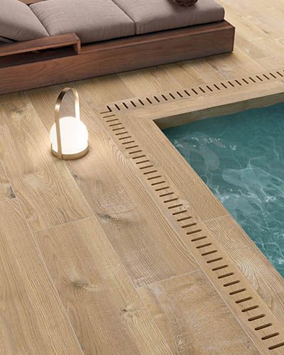 Outdoor Wood Tiles, English House Exterior, Pool Deck Tile, Pool Design Modern, Outdoor Tiles Floor, Timber Tiles, Swimming Pool Decks, Door Handle Design, Pool Water Features