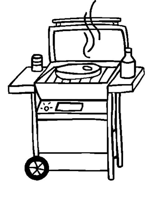 Bar-B-Q Grill Coloring Book Page: Free Bar-B-Q Grill Template or Coloring Page Grill Images, Grill Template, Grill Drawing, Piping Templates, Clip Art Black And White, Summer School Crafts, Camping Clipart, Rainbow Canvas, Abc Coloring Pages