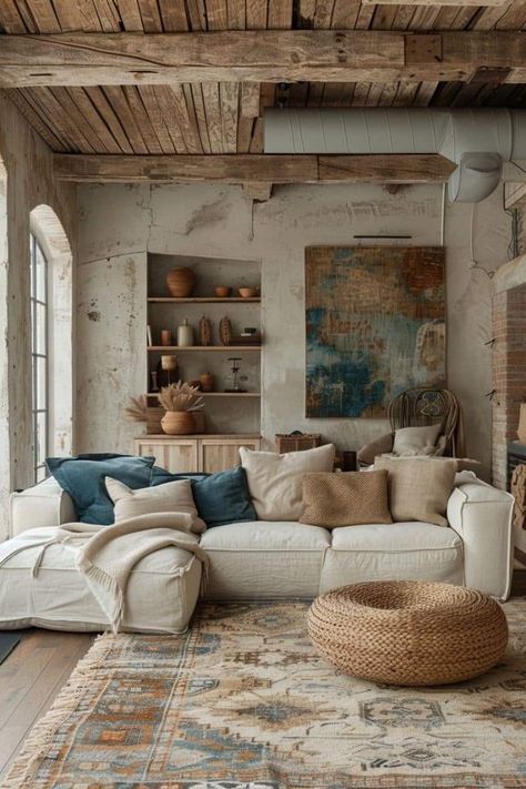 Scandi Boho Living Room, Bohemian Rooms, Living Room Design Boho, Boho Living Room Inspiration, Black And White Living Room, Farmhouse Inspiration, Golden Days, Inspiration Photos, Boho Farmhouse