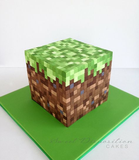 Minecraft Block Cake, Minecraft Pasta, Pastel Minecraft, Video Game Cakes, Minecraft Birthday Cake, Cube Cake, Cake Wrecks, Minecraft Birthday Party, Minecraft Cake