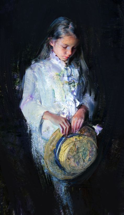 ArtStation - ~, Wangjie Li Wangjie Li, Digital Painting Portrait, Paint Rocks, Oil Painting Texture, Painting Of Girl, Oil Painting Portrait, Traditional Paintings, Painting Process, Watercolor Portraits