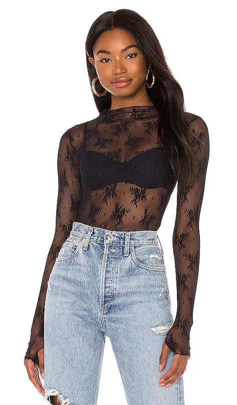 Free the people-lookalike lace layering top  for half the prize!!! Lady Lux Layering Top, Lace Undershirt, Long Sheer Dress, Layered Lace Top, Black Sheer Dress, Lace Layers, Lace Top Long Sleeve, Crop Top And Shorts, Crop Top Shirts