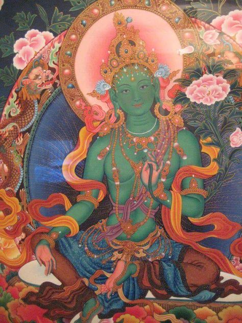 Tara Goddess, Buddhist Practices, Buddhist Teachings, Buddhist Traditions, Thangka Painting, Tibetan Art, Green Tara, Buddha Image, The Buddha