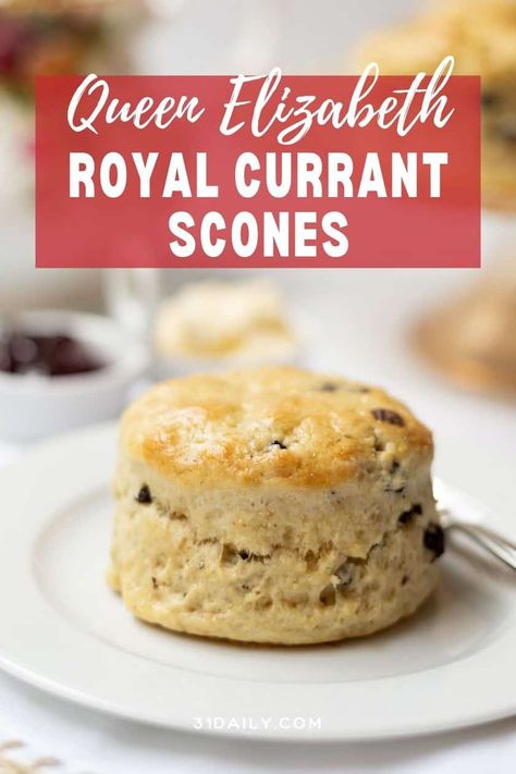 A Royal Currant Scones Recipe, from the archives of Queen Elizabeth, to serve with afternoon tea, or anytime you're craving an authentic British style scone. The Queens Scones, Traditional English Tea Cakes, Authentic English Scones, Classic English Scones, Queen Elizabeth Tea Party, Authentic British Scones, British Scones Recipe Mary Berry, Royal Recipes British, Authentic English Recipes