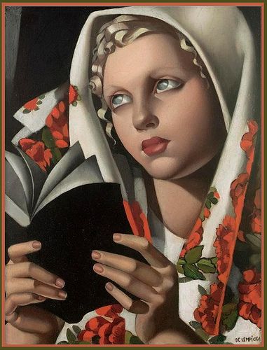 Tamara de Lempicka 'Polish Girl' 1933 Tamara Lempicka, Art Deco Portrait, Art Deco Artists, Polish Girl, Art Deco Paintings, Woman Artist, Mary Cassatt, Women Reading, Art Deco Movement