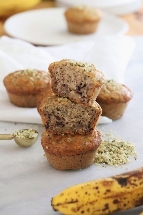 Healthy Grocery Girl | Banana Hemp Seed Muffins | Gluten-Free, Dairy-Free Hemp Seed Muffins, Hemp Muffins, Hemp Seed Recipes, Healthy Banana Muffins, Muffins Healthy, Seed Muffins, Banana Bread Muffins, Plant Based Breakfast, Healthy Groceries