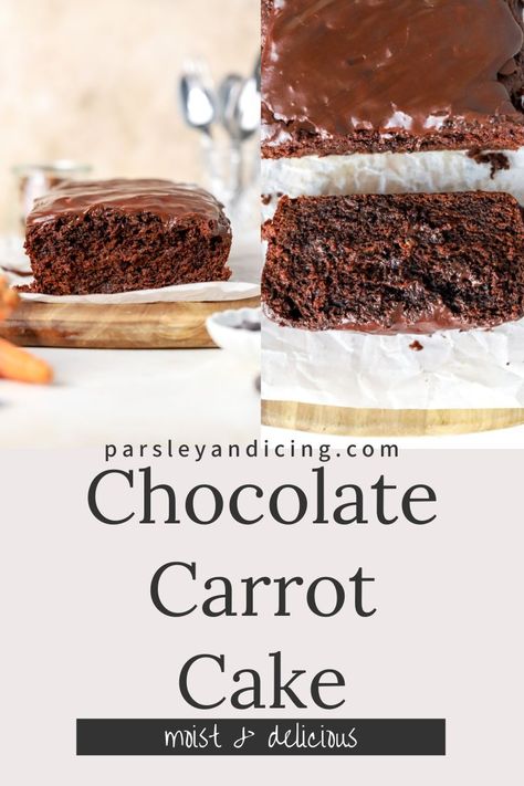 This chocolate carrot cake is a soft, moist chocolate loaf cake filled with grated carrots and topped with a thick chocolate glaze! It's made with simple ingredients and there's no mixer needed! Chocolate Carrot Cake Recipe, Recipes Of Holly Carrot Cake, Carrot Cake Loaf Recipe Healthy, Fluffy Banana Bread Recipe, Sallys Baking Carrot Cake, Carrot Cake With Caramel Drizzle, Chocolate Carrot Cake, Carrot Cupcake Recipe, Easy Breads