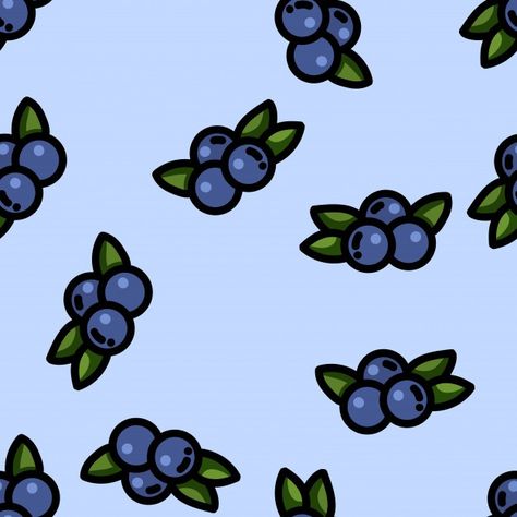 Cute cartoon flat style blueberry seamle... | Premium Vector #Freepik #vector #background #pattern #food #texture Blueberry Painting Easy, Fruit Drawing Cute, Cute Blueberry Drawing, Blueberry Aesthetic Art, Blue Drawing Ideas, Cartoon Blueberry, Blueberry Cartoon, Blueberries Aesthetic, Blueberry Background