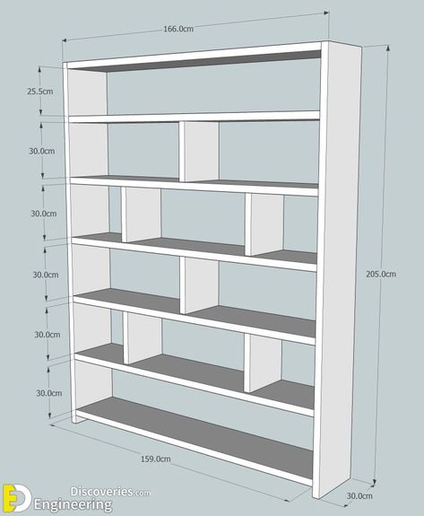 Important Dimensions And Ideas For Designing Libraries | Engineering Discoveries Regal Design, Home Library Design, Bookshelf Design, Wooden Bookcase, Bookshelves Diy, Shelf Design, Home Library, Design Case, Ikea Hack