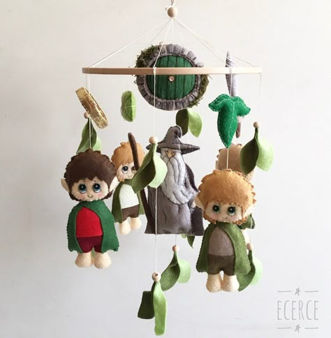 Excited to share this item from my #etsy shop: Baby mobile, mobiles, baby room decor, nursery room, felt mobile, animals mobile, hobbit mobile The Hobbit Nursery Theme, Shire Nursery Theme, Lotr Themed Nursery, Lord Of The Rings Mobile, Lotr Nursery Ideas, The Hobbit Nursery, Hobbit Baby Room, Hobbit Themed Nursery, Hobbit Nursery Theme