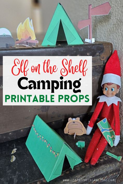 Elf On The Shelf Sleeping Bag Ideas, Diy Elf Clothes On The Shelf, Camping Free Printables, Elf On The Shelf Camping, Campfire Diy, Elf Printables Free, Elf On Shelf Funny, Elf Shenanigans, Elf Printables