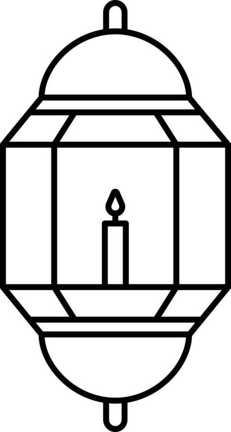 Candle Burning Arabic Lantern Icon In Black Outline. Lantern Outline, Arabic Lantern, Candle Burning, Black Icon, Candle Lantern, Candle Lanterns, Burning Candle, Lanterns, Cricut