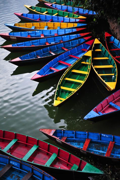 Colourful boats on Phewa Tal in Pokhara, Nepal. Video Podcast, Nepal Travel, Boat Art, Follow On Instagram, Beach Scenes, Scenery Wallpaper, In My Life, Art Quilts, Youtube Video