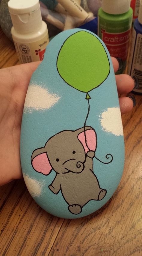 Elephant Stone Drawing, Painted Rock Ideas, Painted Rock Animals, Baby Elefant, Start Painting, Stone Art Painting, Painted Rocks Kids, Painted Rocks Diy, Rock Painting Ideas Easy