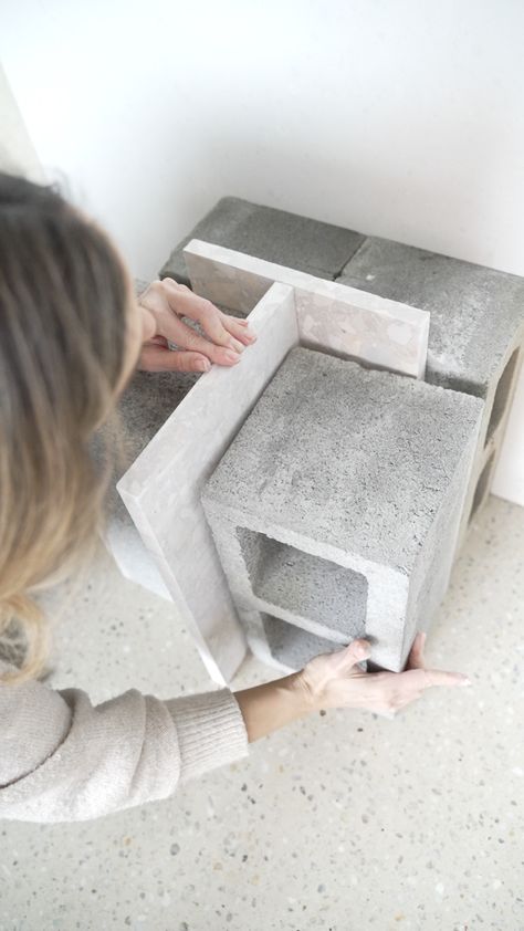 The best DIYs are often the simplest. And this DIY terrazzo side table tutorial is as simple as they come… provided you can get a hand to cut the stone. This is an easy DIY project that can bring a touch of sophistication and luxe to your space. Easy side table DIY using terrazzo stone and concrete blocks. Click the pin and check out the full tutorial to create your own sidetable! Terrazzo Table Diy, Diy Side Table Using Planters, Tile Top End Table Diy, Stone Block Table, Diy Stone Furniture, Travertine Side Table Diy, Stone Table Diy, Concrete Side Table Diy, Diy Stone Side Table