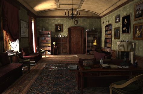 ArtStation - Chronicles of Mystery, Grzegorz Baran Manor Interior, Game Screenshots, Scary Games, Mystery Games, Warm Interior, Location Inspiration, Adventure Game, Fantasy City, Dreamy Room