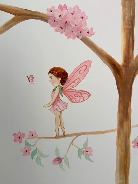 Switchboard Art, Fairy Garden Room, Princess Mural, Fairy Mural, Fairy Nursery, Fairy Paintings, Fairy Drawings, Fairy Illustration, Wall Drawing