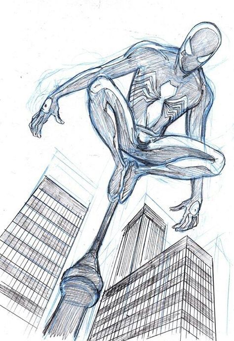 Sketch Spiderman, Venom Sketch, Drawing Spiderman, Spiderman Sketches, Marvel Art Drawings, Comic Art Sketch, Spiderman Drawing, Spiderman Art Sketch, Comic Book Art Style