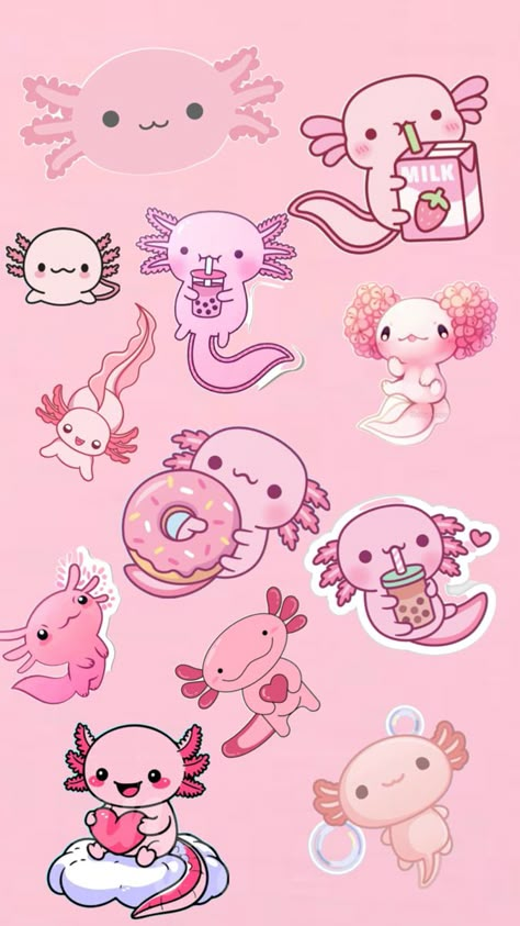 Axolotl Cute, Printable Colouring, Cute Easy Doodles, Little Drawings, Cute Animal Drawings Kawaii, Dessin Adorable, Cute Little Drawings, Cute Animal Drawings, Cute Doodles